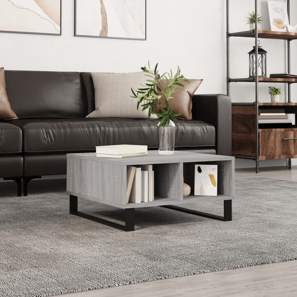 vidaXL Кафе маса сив сонома 60x60x30 см инженерно дърво