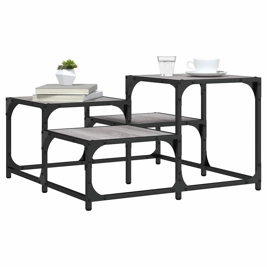 vidaXL Кафе маса сив сонома 68x68x40 см инженерно дърво