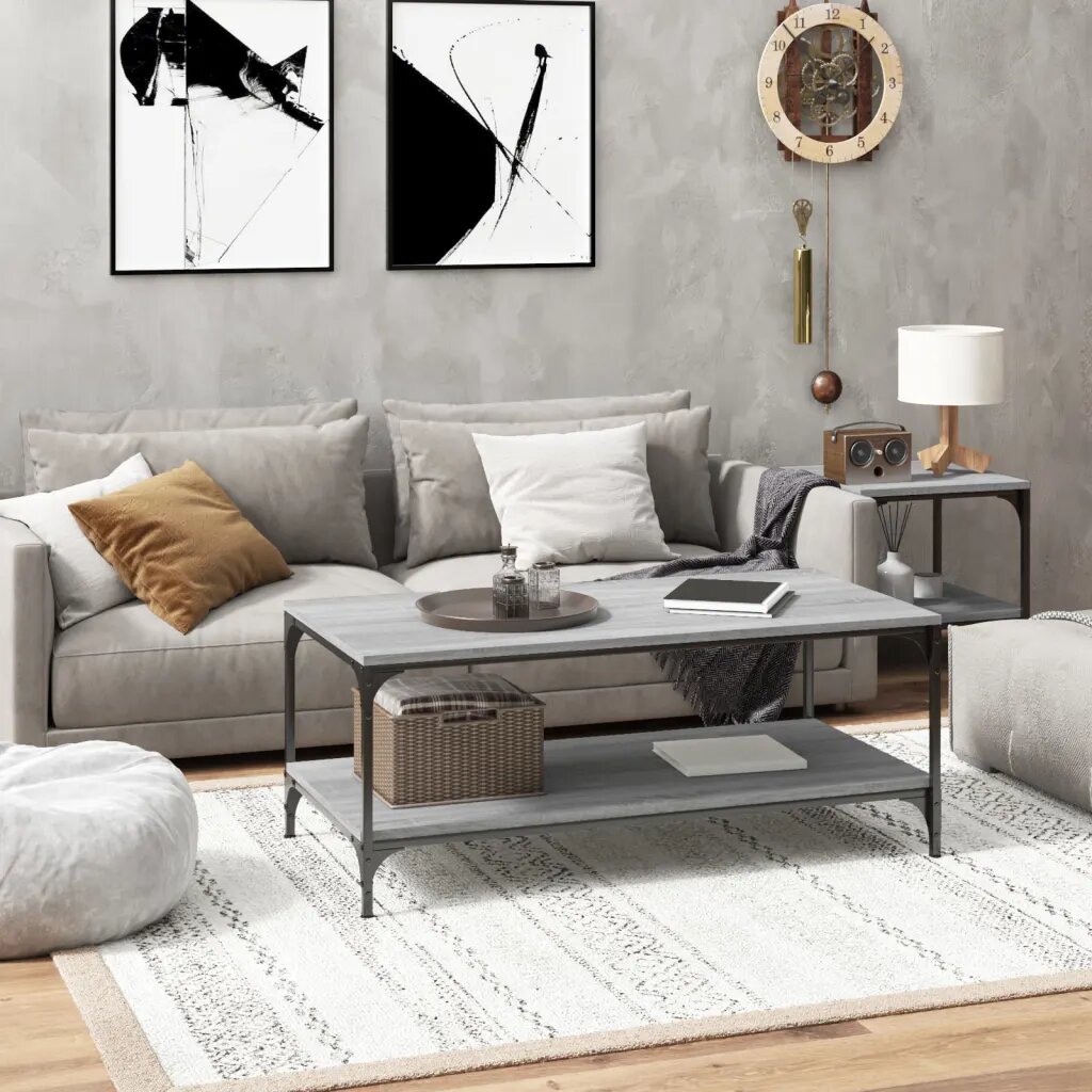 vidaXL Кафе маса сив сонома 80x50x40 см инженерно дърво