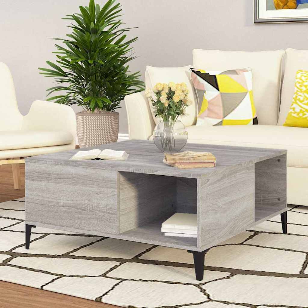 vidaXL Кафе маса сив сонома 80x80x365 см инженерно дърво