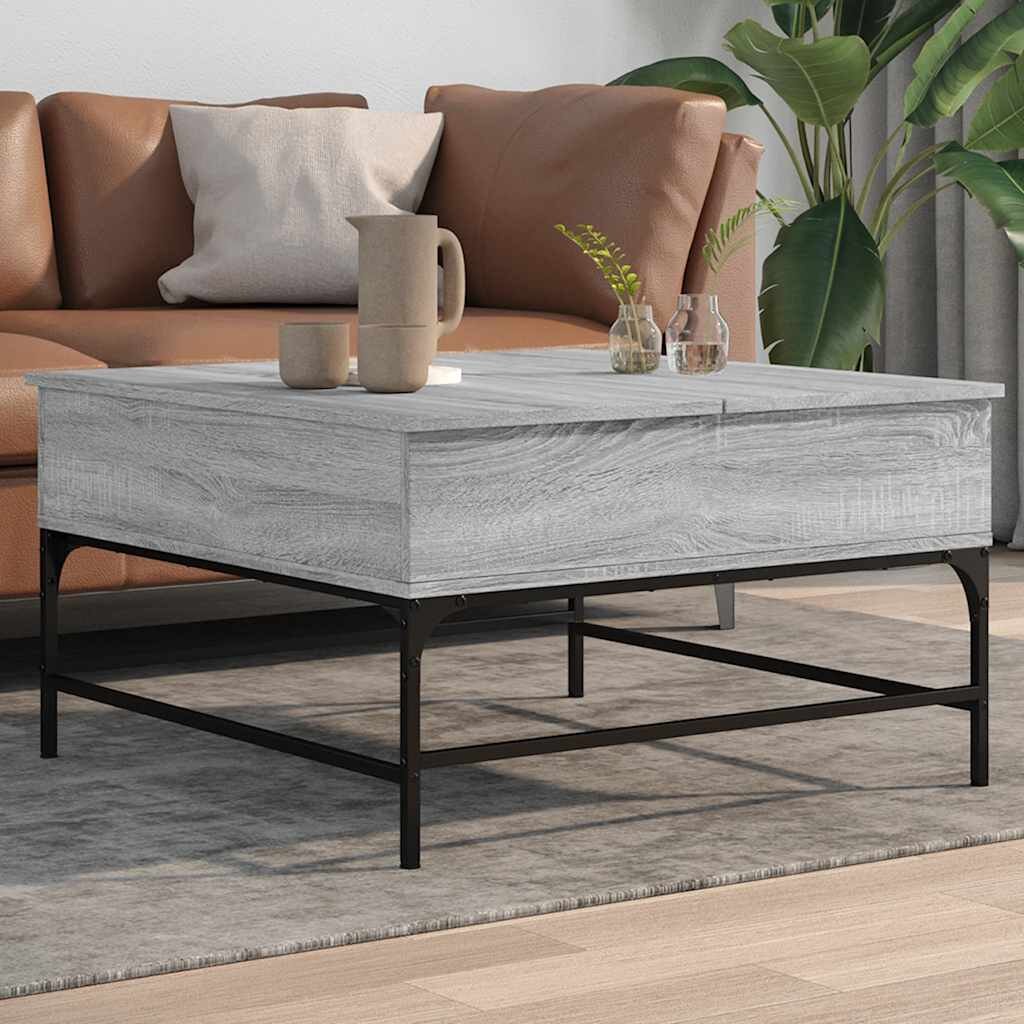 vidaXL Кафе маса сив сонома 80x80x45 см инженерно дърво и метал