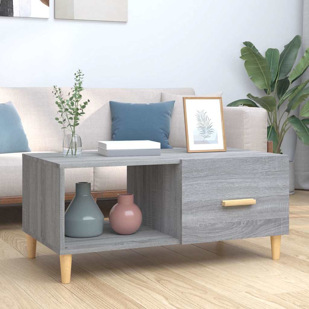 vidaXL Кафе маса сив сонома 895x50x40 см инженерно дърво