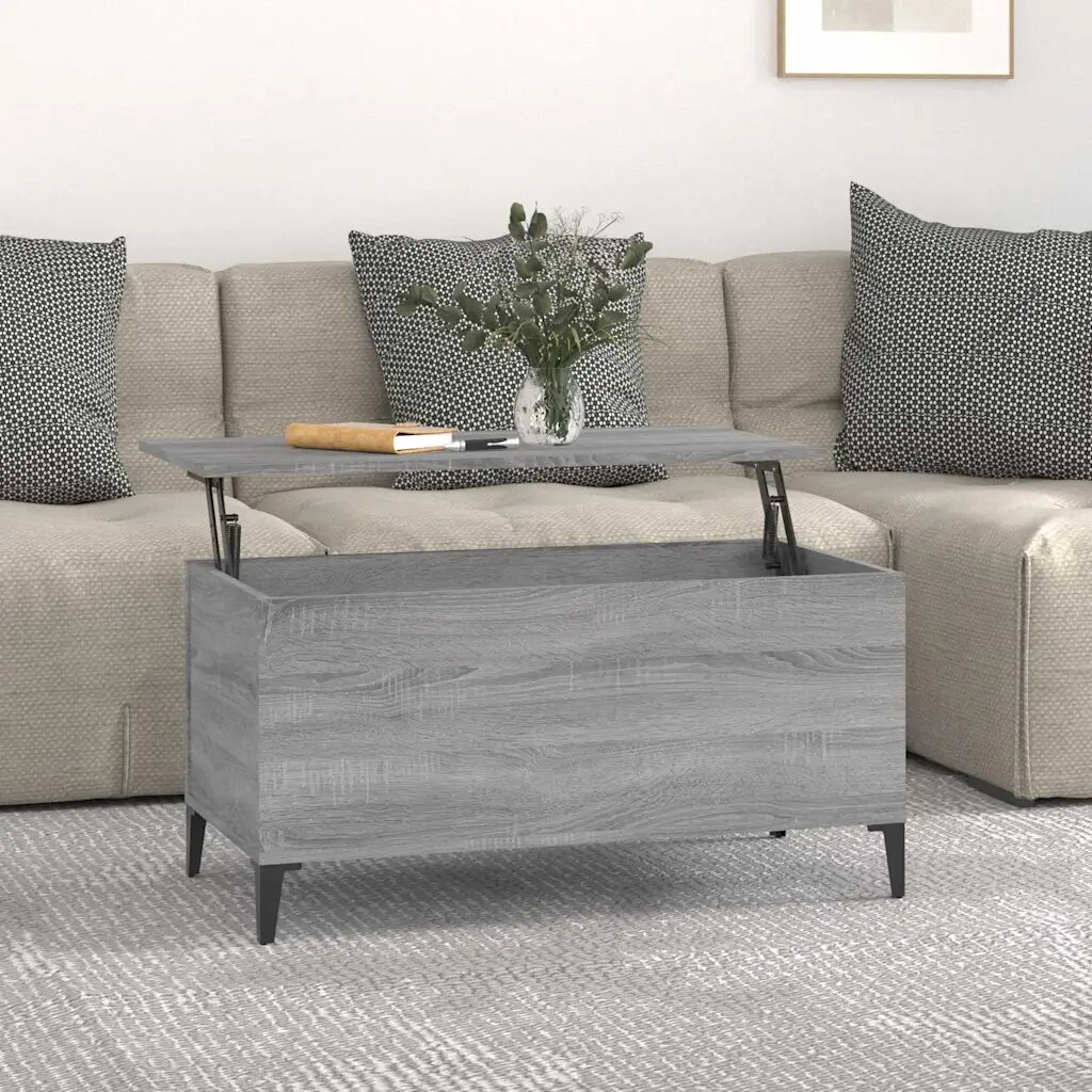 vidaXL Кафе маса сив сонома 90x445x45 см инженерно дърво