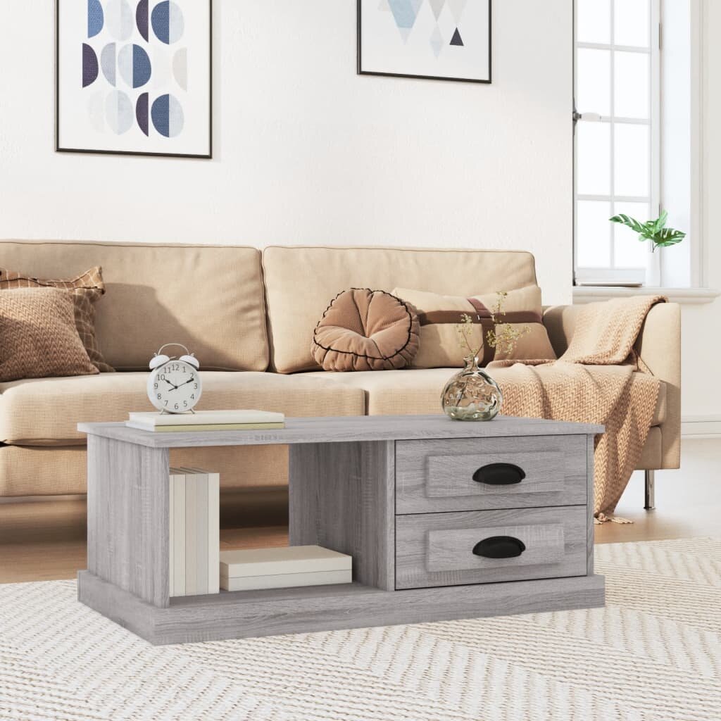 vidaXL Кафе маса сив сонома 90x50x35 см инженерно дърво