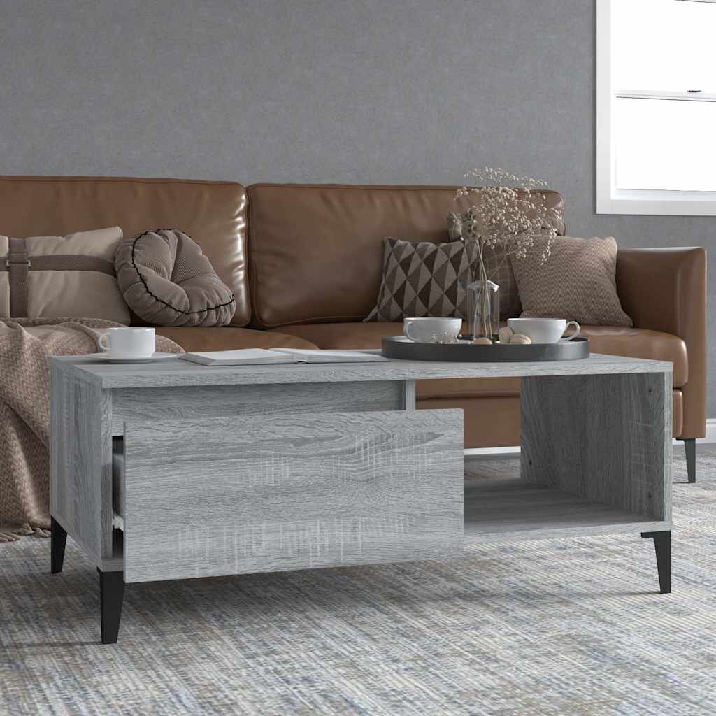 vidaXL Кафе маса сив сонома 90x50x365 см инженерно дърво