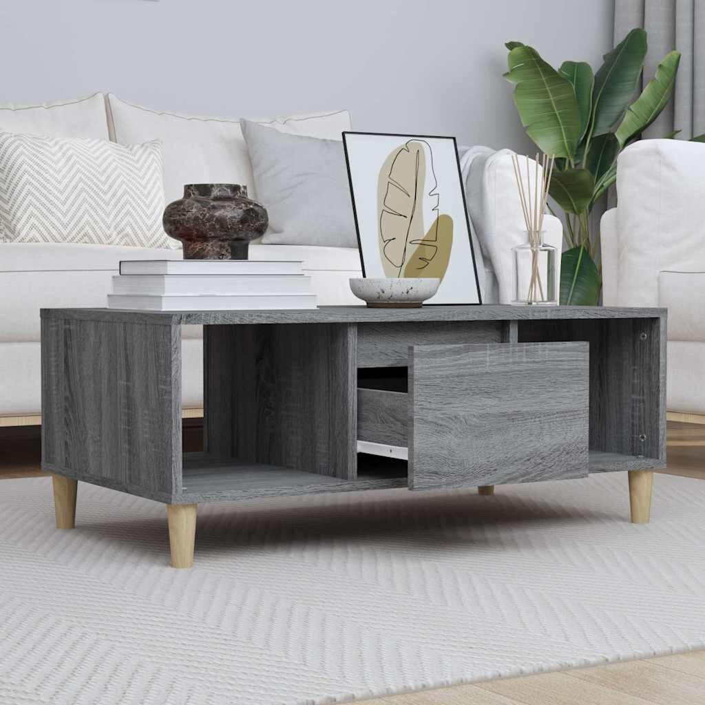 vidaXL Кафе маса сив сонома 90x50x365 см инженерно дърво