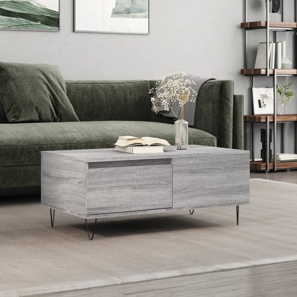 vidaXL Кафе маса сив сонома 90x50x365 см инженерно дърво