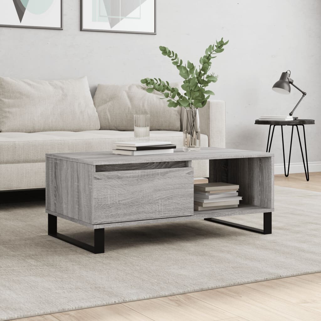 vidaXL Кафе маса сив сонома 90x50x365 см инженерно дърво