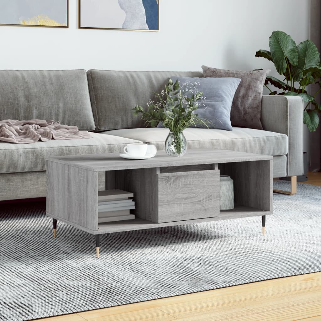 vidaXL Кафе маса сив сонома 90x50x365 см инженерно дърво