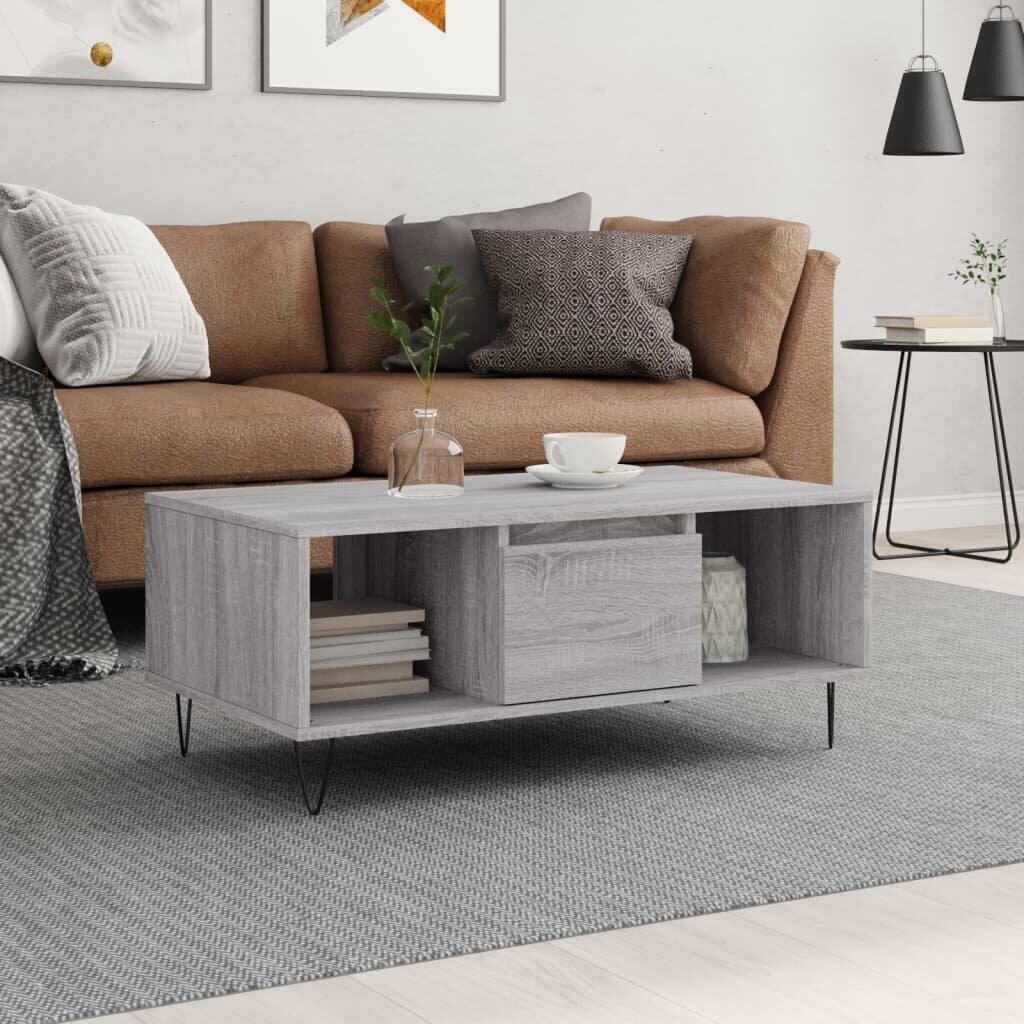 vidaXL Кафе маса сив сонома 90x50x365 см инженерно дърво