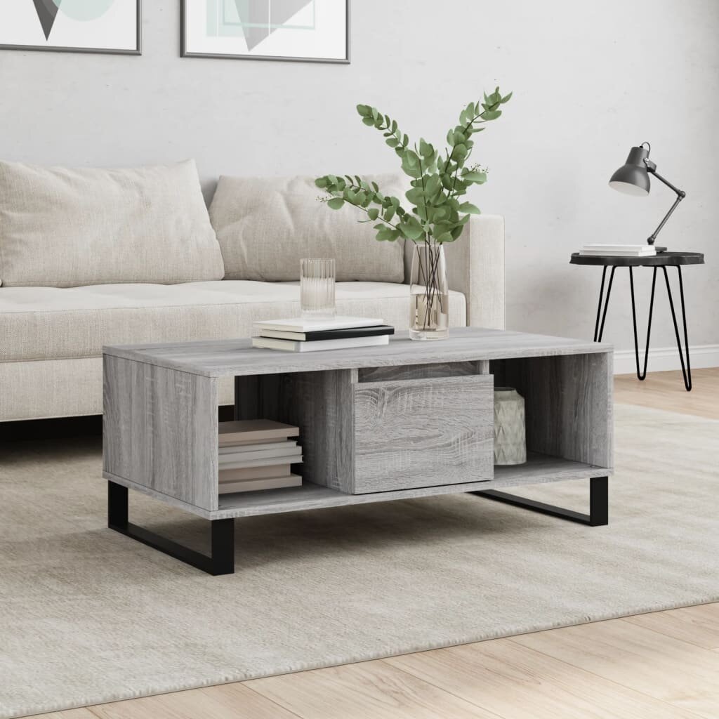 vidaXL Кафе маса сив сонома 90x50x365 см инженерно дърво