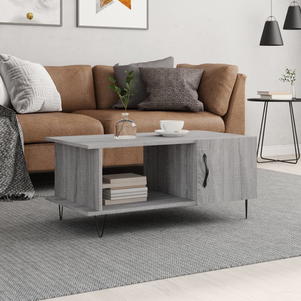 vidaXL Кафе маса сив сонома 90x50x40 см инженерно дърво