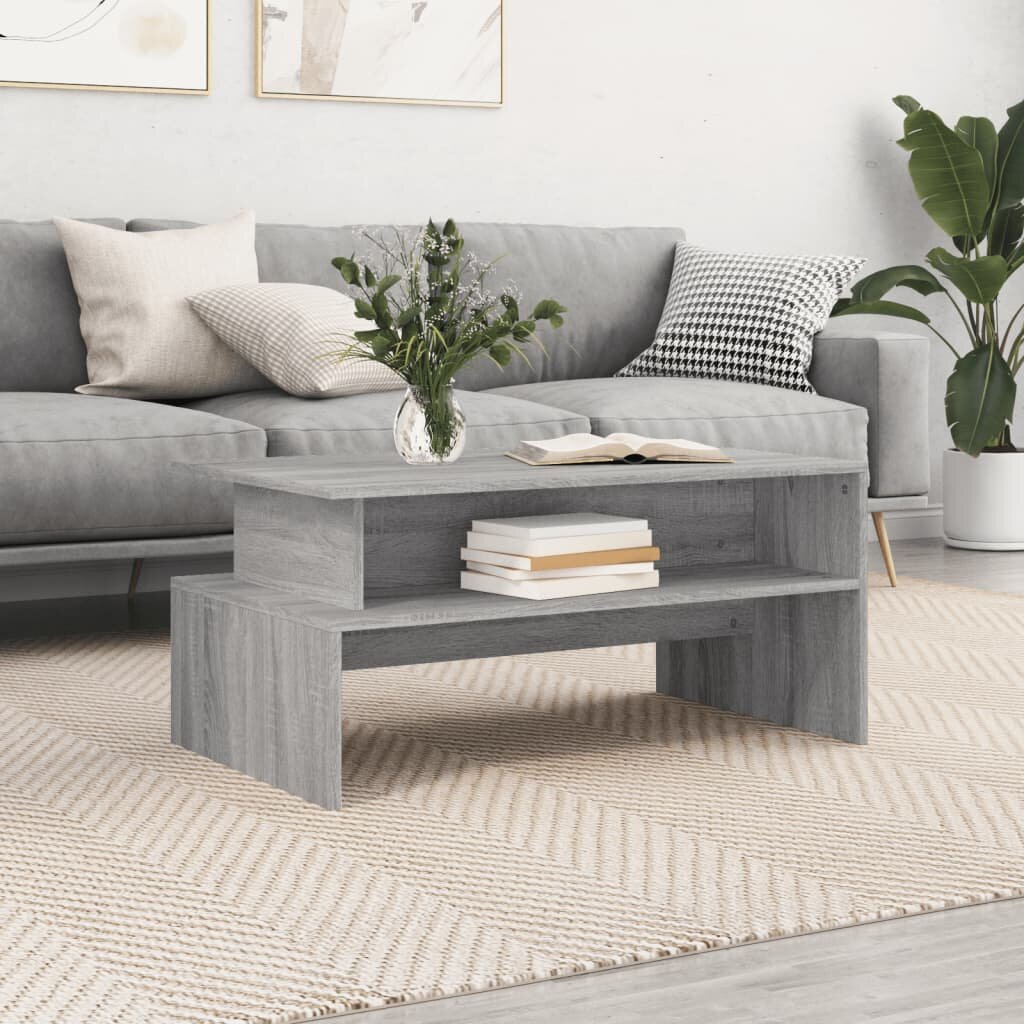 vidaXL Кафе маса сив сонома 90x55x425 см инженерно дърво
