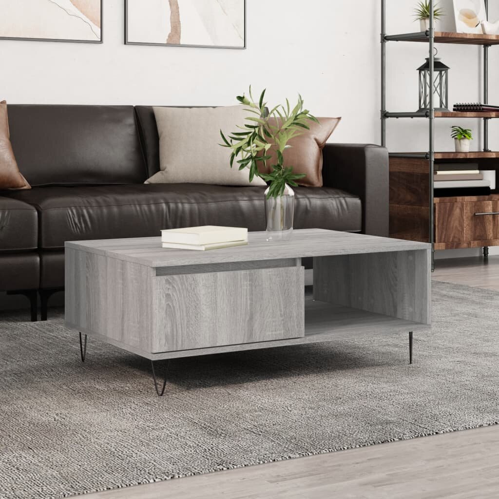 vidaXL Кафе маса сив сонома 90x60x35 см инженерно дърво