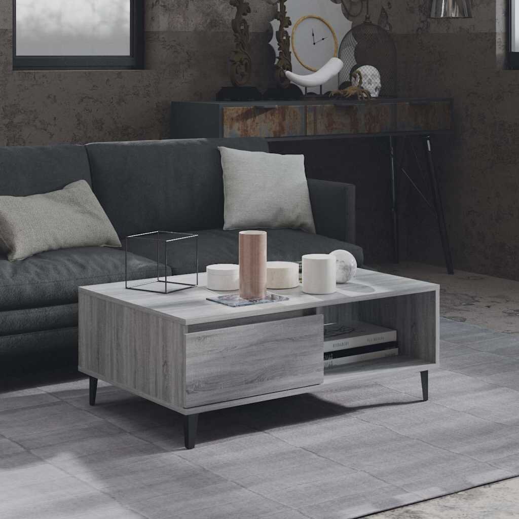 vidaXL Кафе маса сив сонома 90x60x35 см инженерно дърво