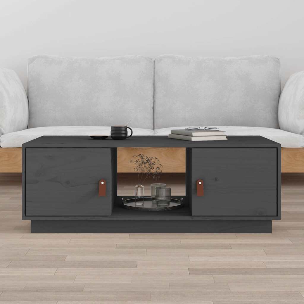 vidaXL Кафе маса сива 100x50x35 см бор масив