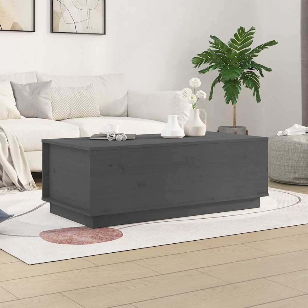 vidaXL Кафе маса сива 100x50x35 см бор масив