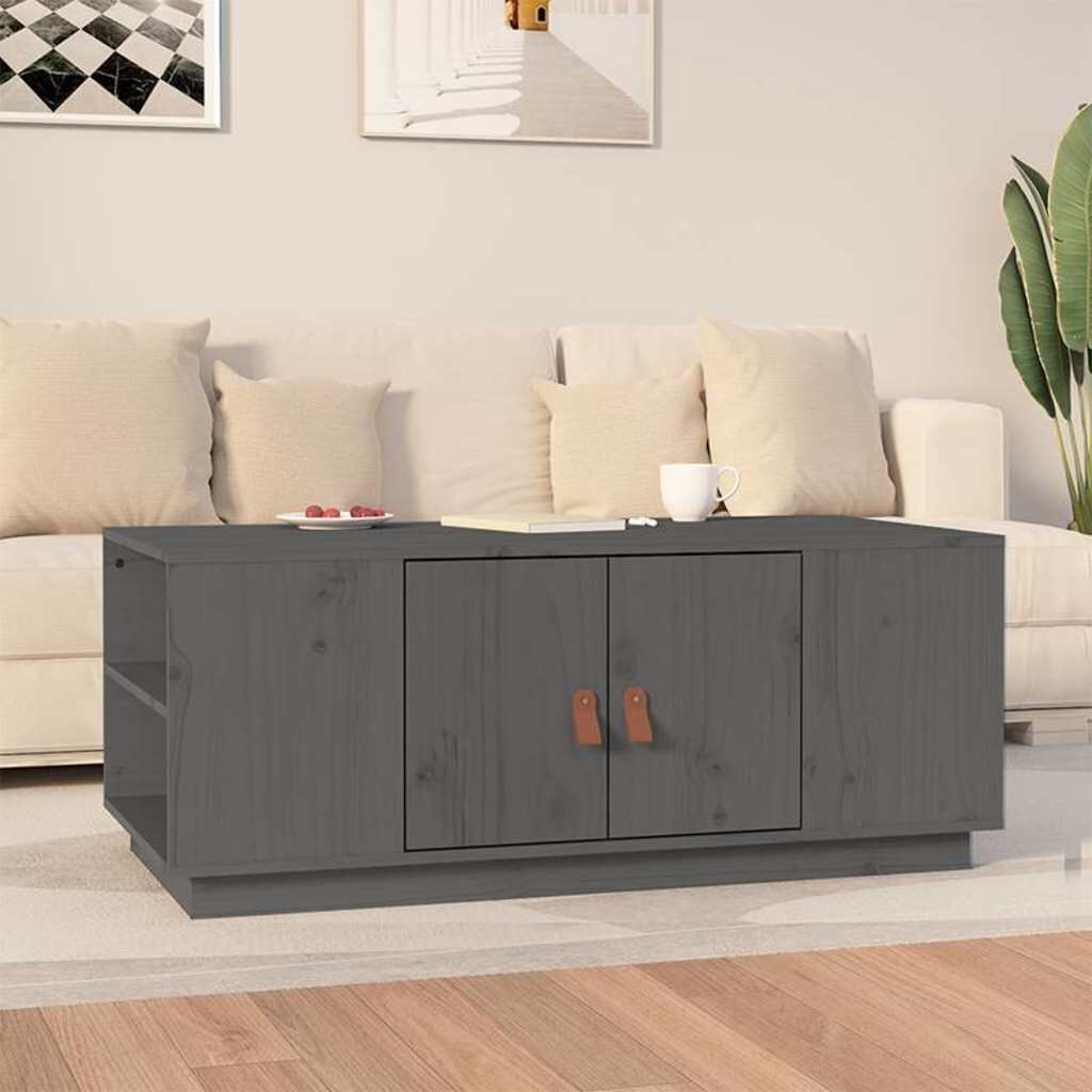 vidaXL Кафе маса сива 100x50x41 см борово дърво масив