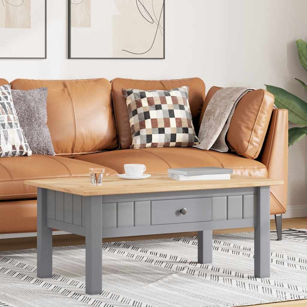 vidaXL Кафе маса сива 100x60x435 см бор масив Panama Range
