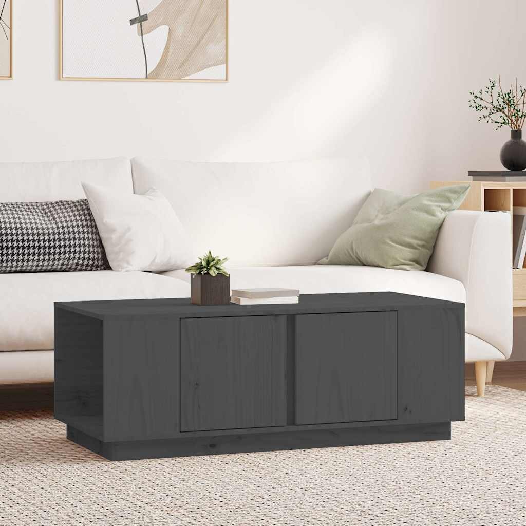 vidaXL Кафе маса сива 110x50x40 см бор масив