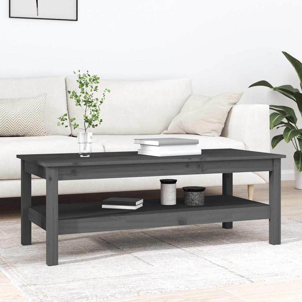 vidaXL Кафе маса сива 110x50x40 см борово дърво масив