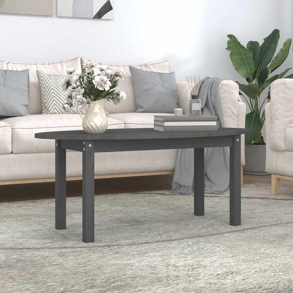 vidaXL Кафе маса сива 110x55x45 см борово дърво масив