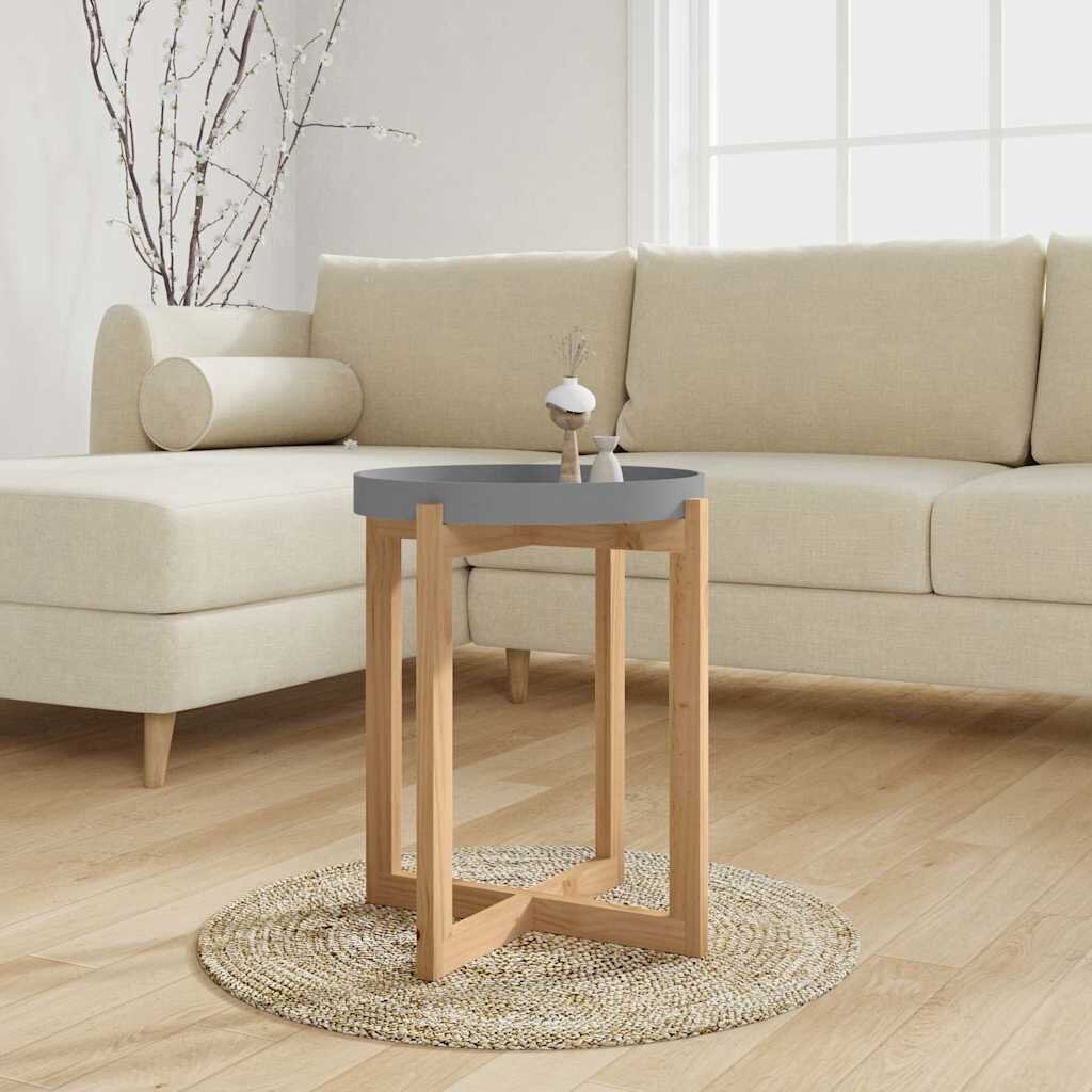 vidaXL Кафе маса сива 41x41x485 см инженерно дърво и бор масив