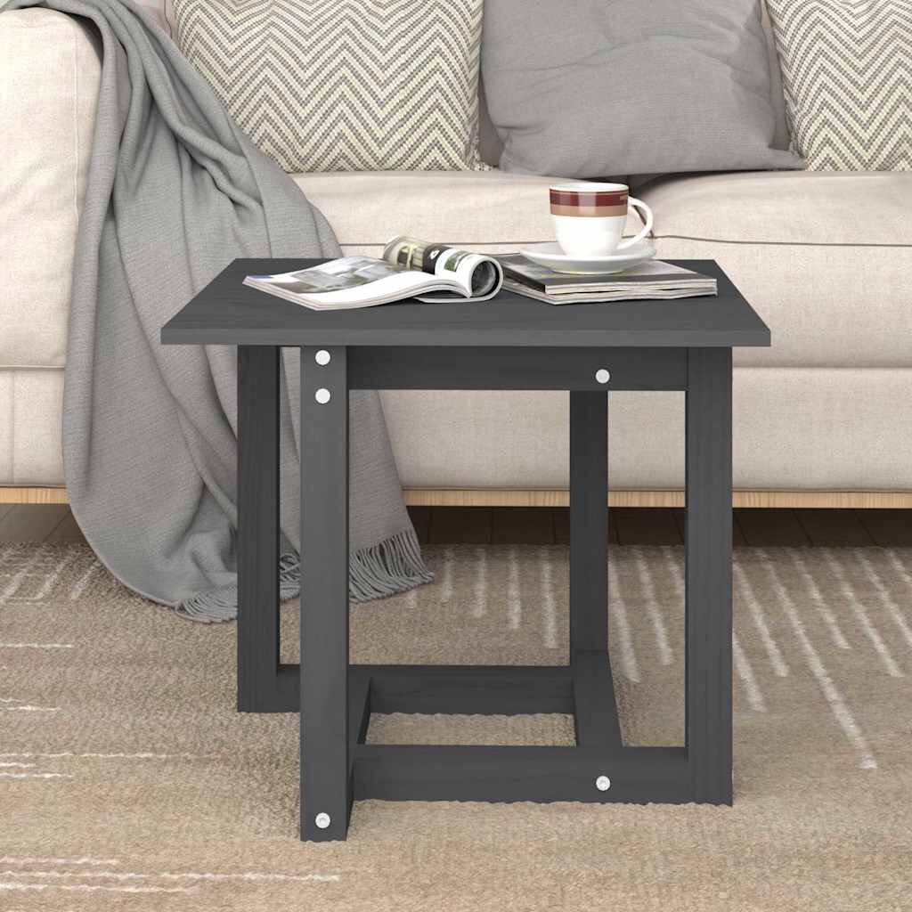 vidaXL Кафе маса сива 50x50x45 см борово дърво масив