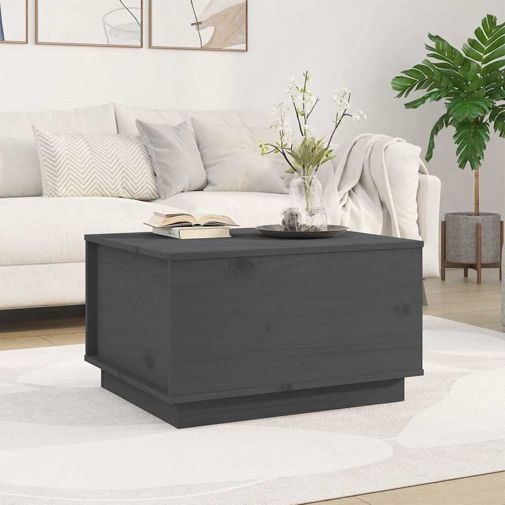 vidaXL Кафе маса сива 60x50x35 см бор масив