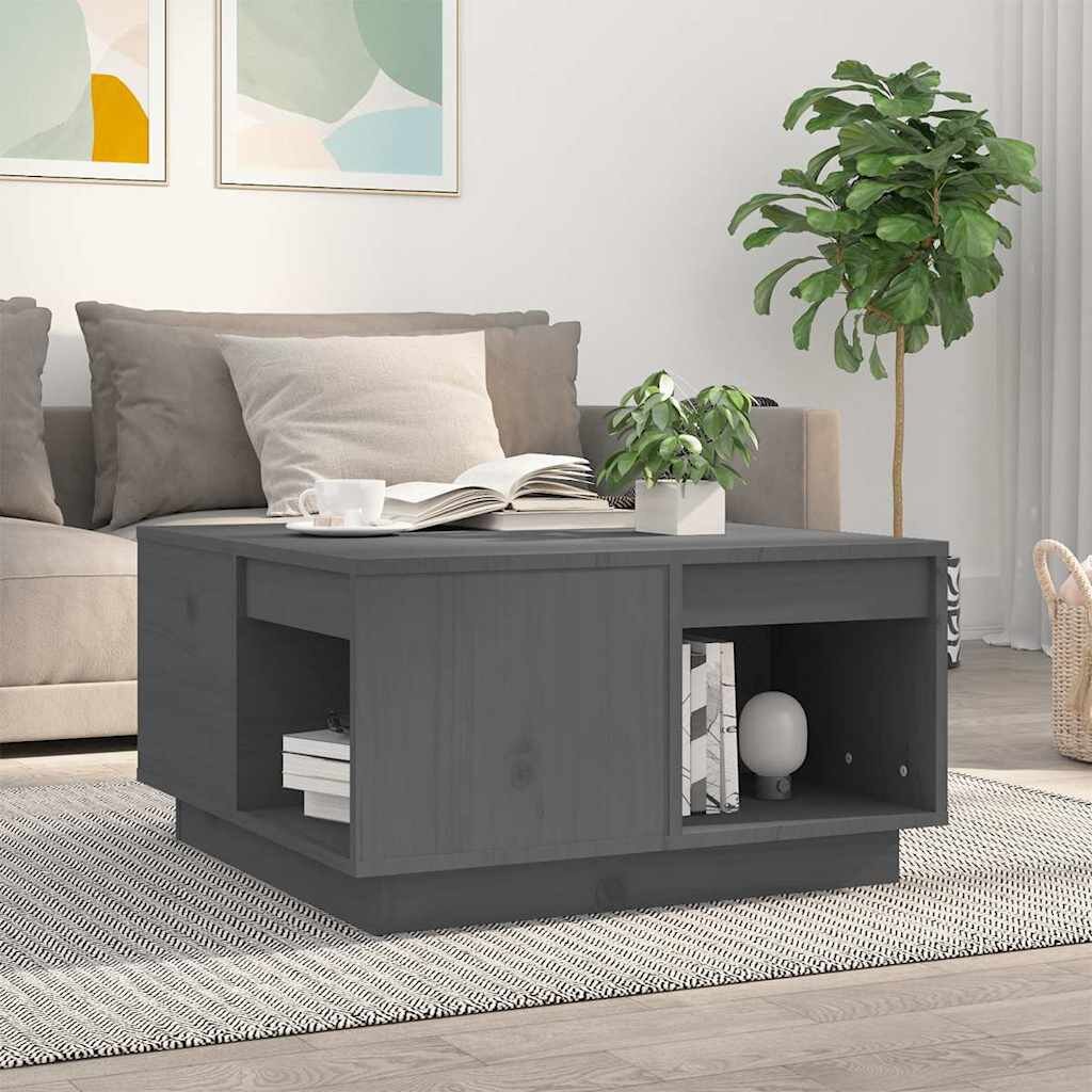 vidaXL Кафе маса сива 60x61x325 см бор масив