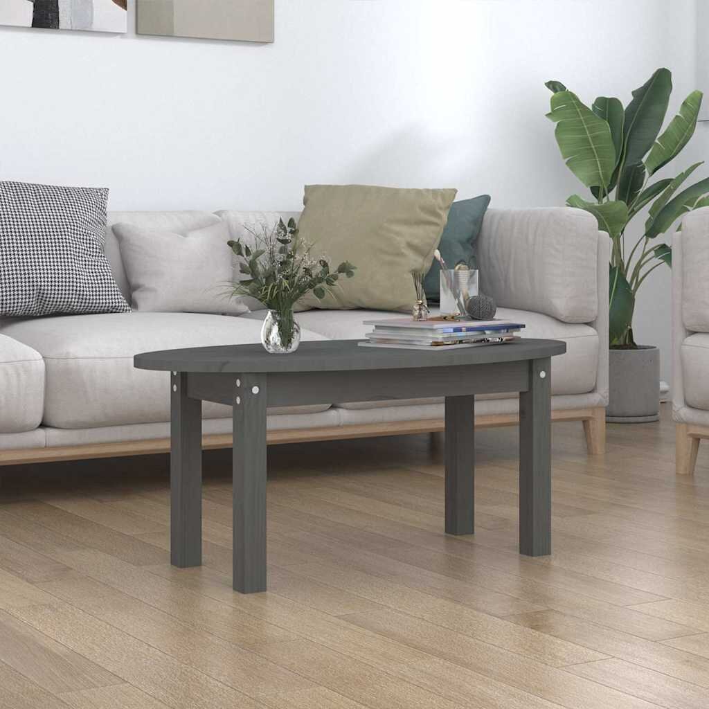 vidaXL Кафе маса сива 80x40x35 см бор масив