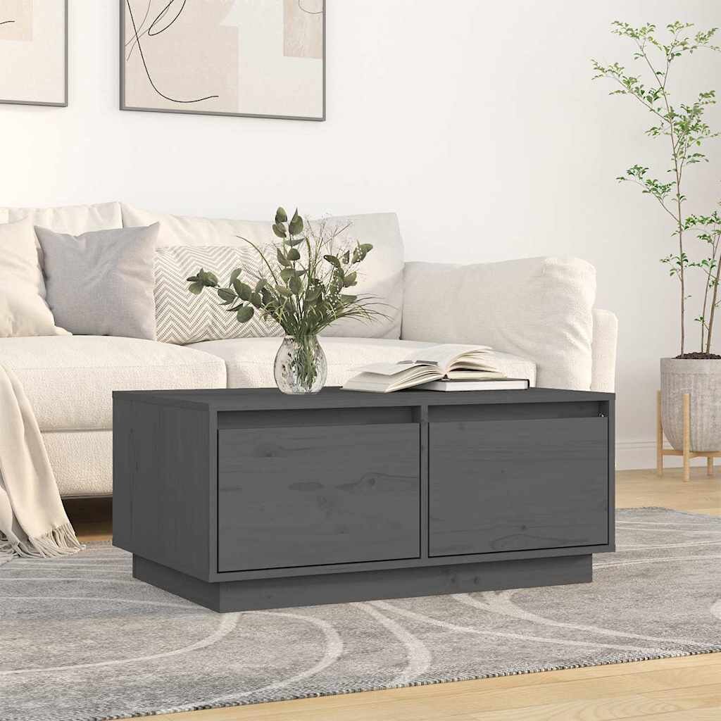 vidaXL Кафе маса сива 80x50x35 см бор масив