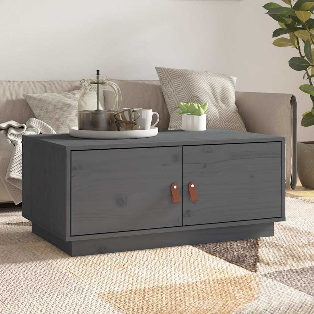 vidaXL Кафе маса сивa 80x50x35 см борово дърво масив