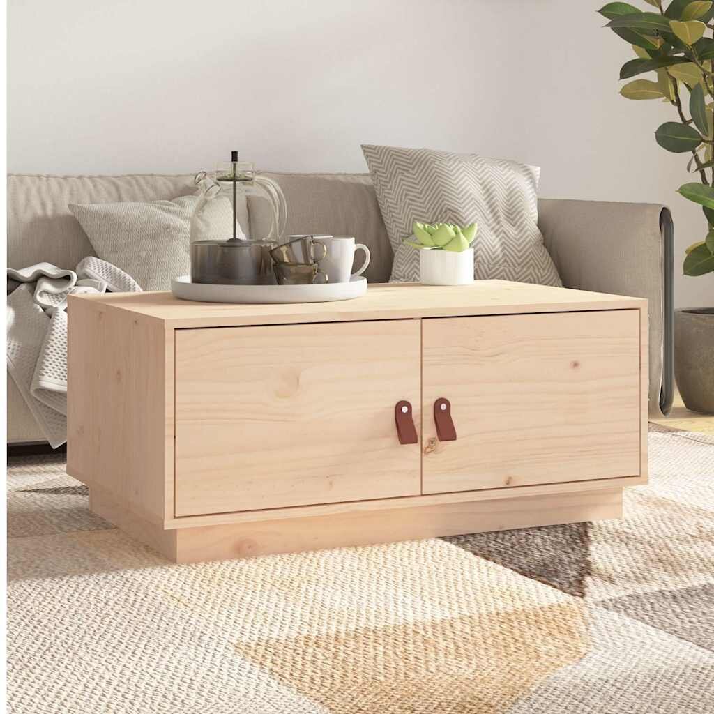 vidaXL Кафе маса сивa 80x50x35 см борово дърво масив