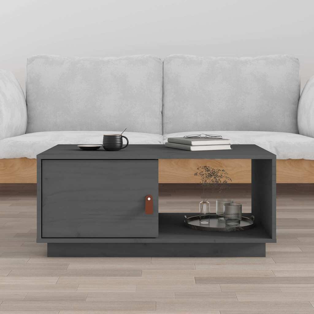 vidaXL Кафе маса сива 80x50x355 см борово дърво масив