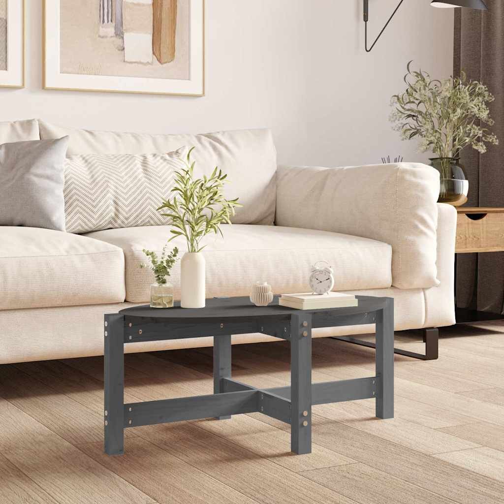 vidaXL Кафе маса сива 87x48x35 см бор масив