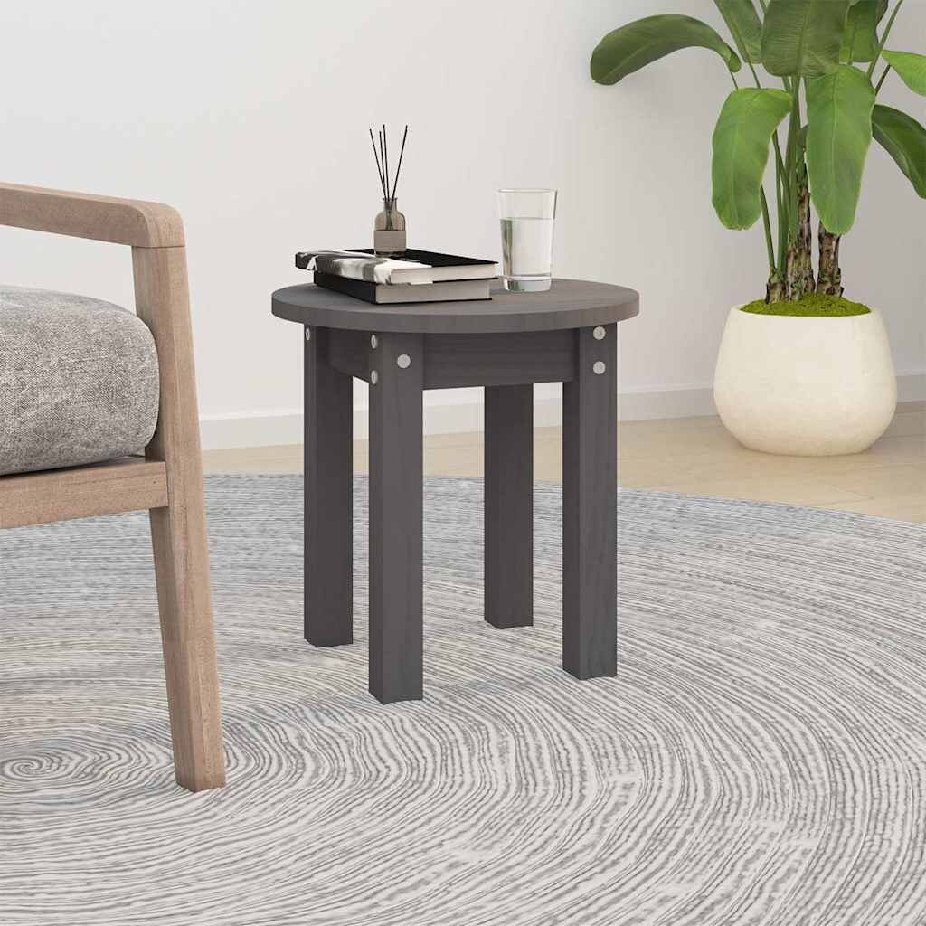 vidaXL Кафе маса сива Ø 35x35 см борово дърво масив