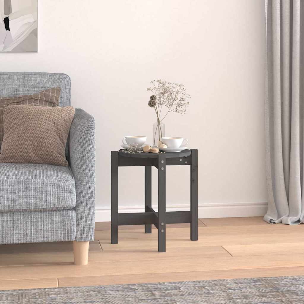 vidaXL Кафе маса сива Ø 425x45 см борово дърво масив