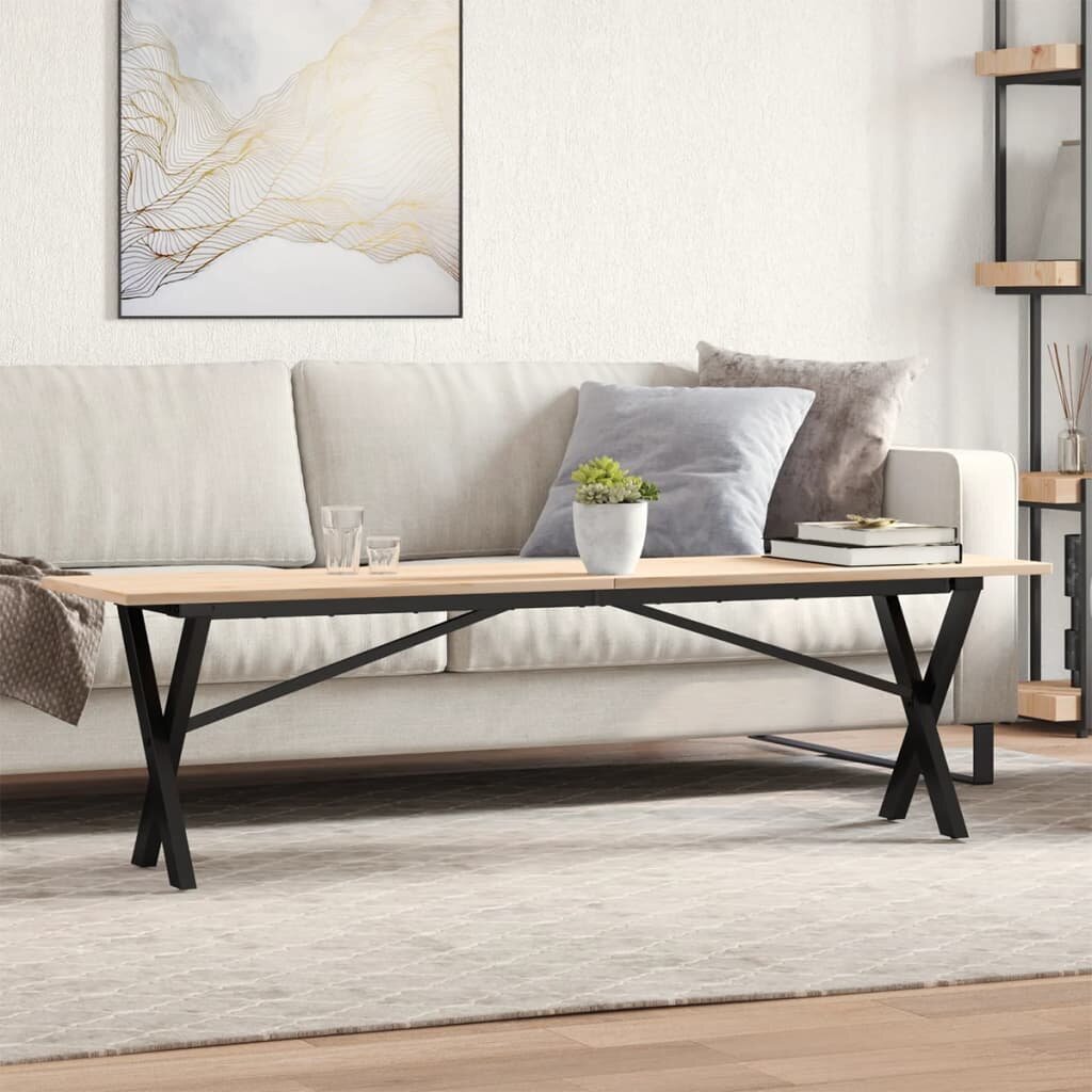 vidaXL Кафе маса X-образна рамка 160x40x45 см бор масив и стомана