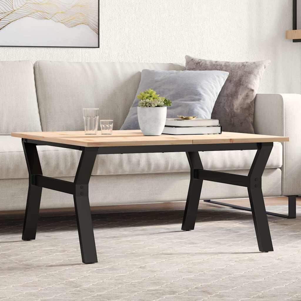 vidaXL Кафе маса Y-образна рамка 80x80x45 см бор масив и стомана
