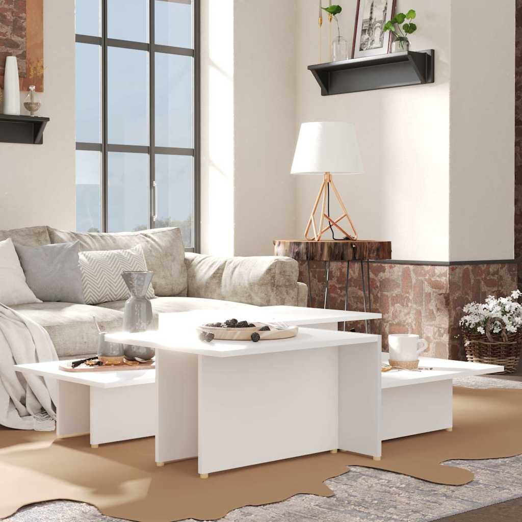 vidaXL Кафе маси 2 бр бели 1115x50x33 см инженерно дърво