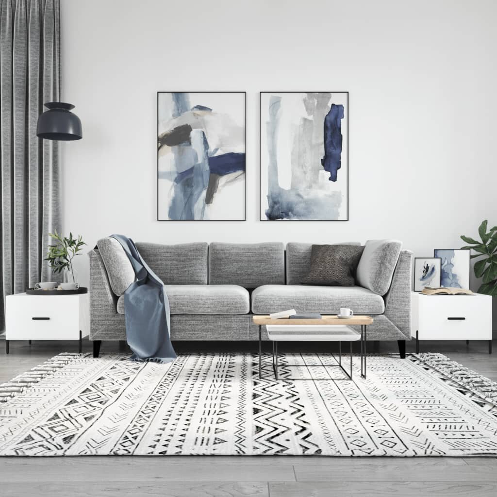 vidaXL Кафе маси 2 бр Бял гланц 50x50x40 см инженерно дърво