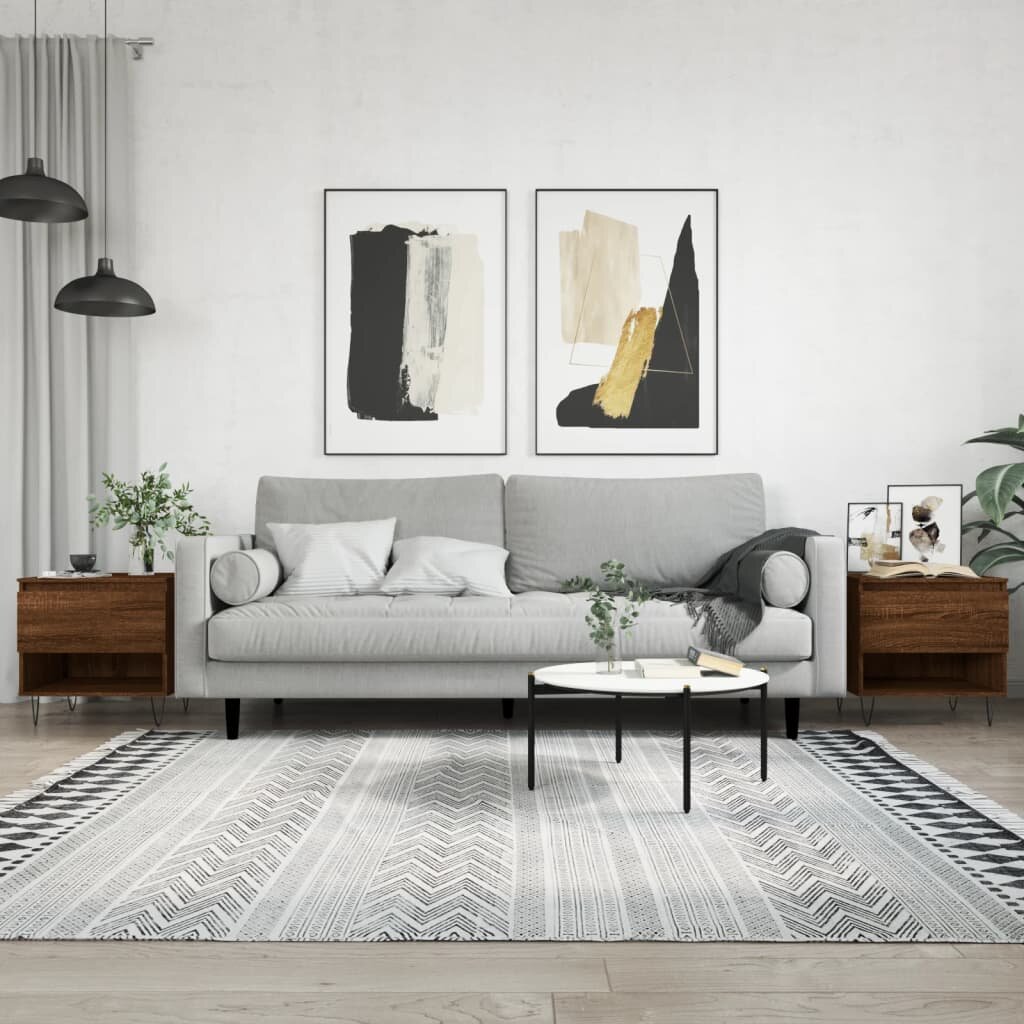 vidaXL Кафе маси 2 бр кафяв дъб 50x46x50 см инженерно дърво