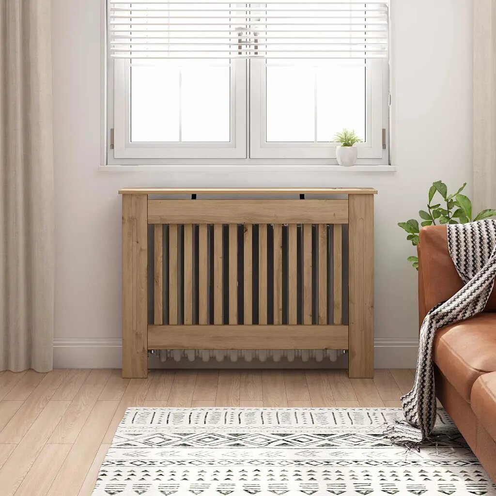 vidaXL Калъф за радиатор Дъб 112 x 19 x 815 cm Инженерно дърво