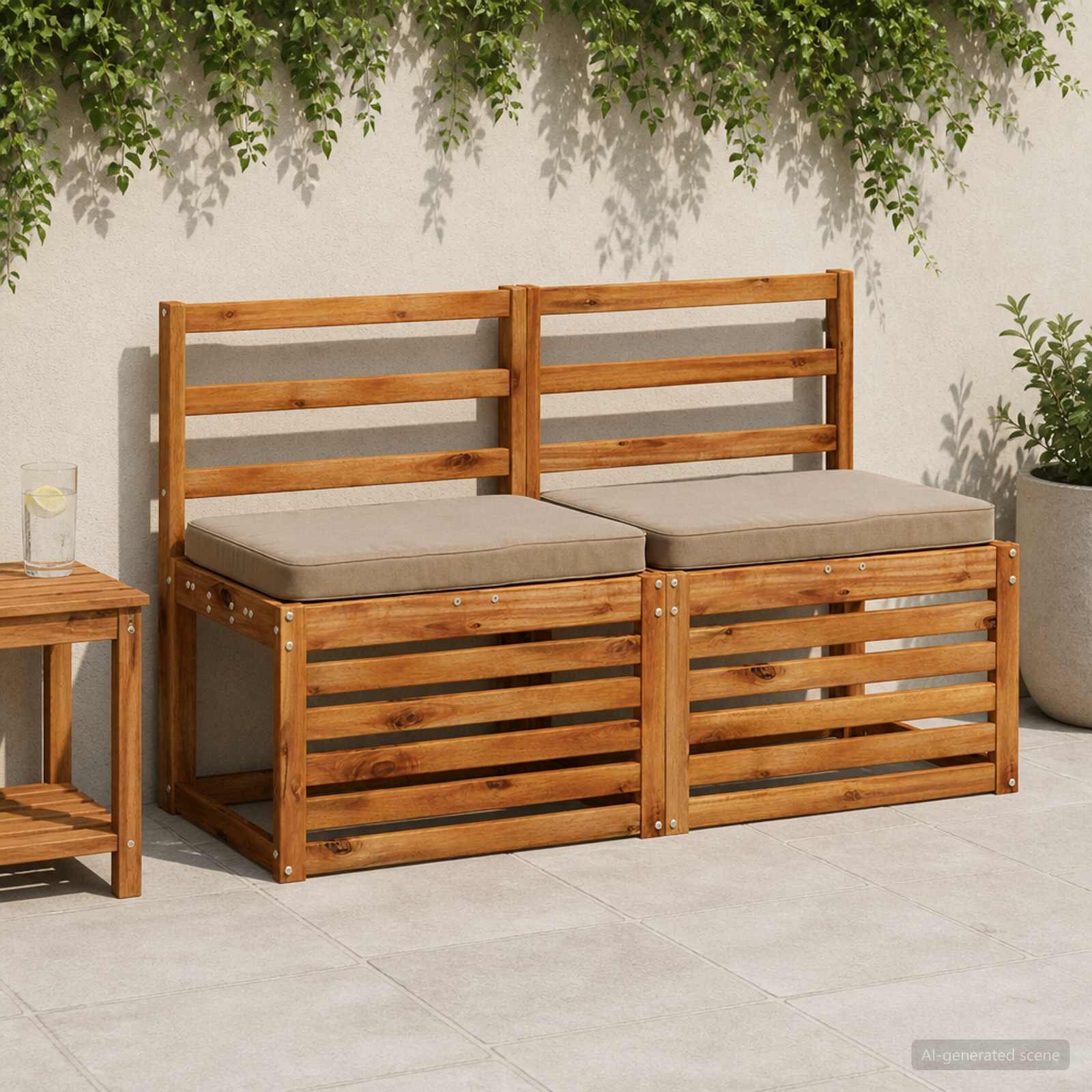 vidaXL Калъфи за пейки 2 части VUGHT 2 бр. 100% полиестер Таупе