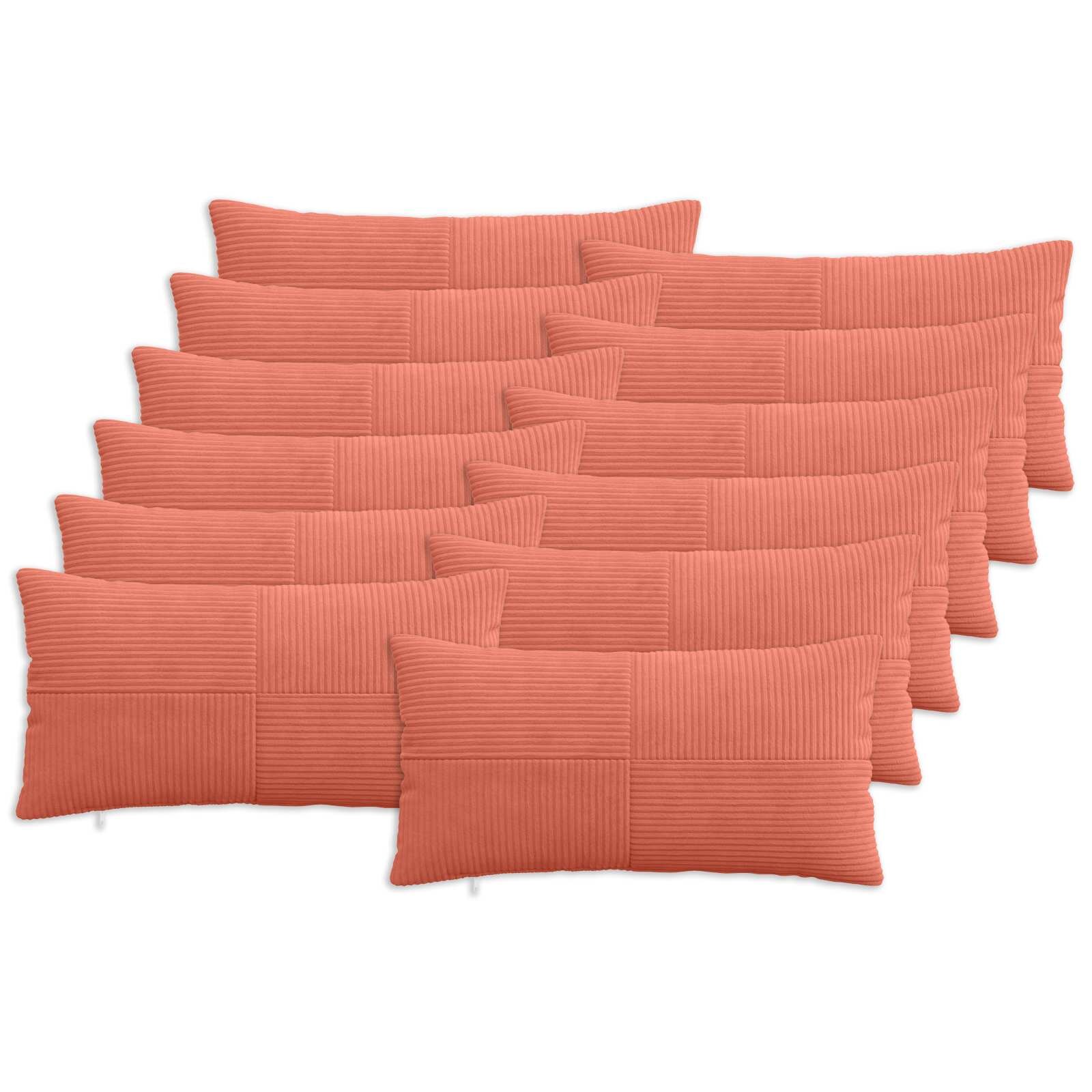 vidaXL Калъфка за възглавница 12 pcs ALMELO Червено оранжево кордурой