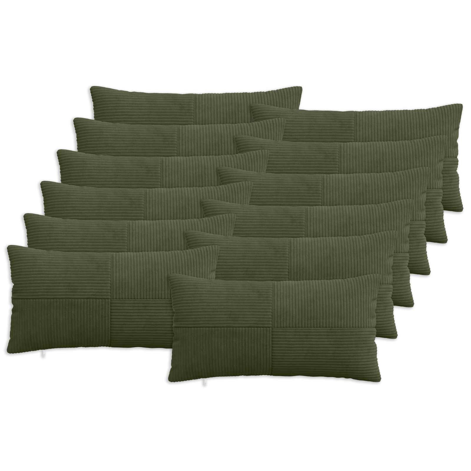 vidaXL Калъфка за възглавница 12 pcs ALMELO Зелено 40 x 80 cm кордурой