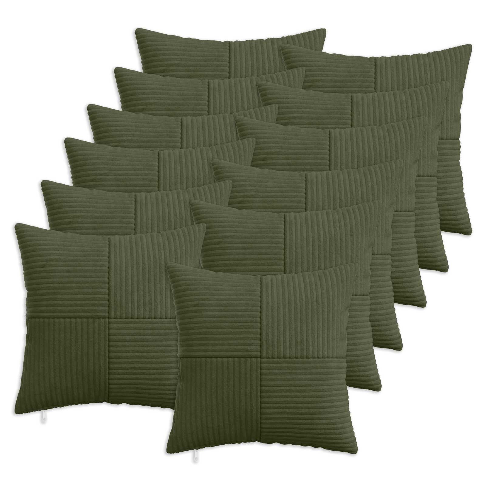 vidaXL Калъфка за възглавница 12 pcs ALMELO Зелено 45 x 45 cm кордурой