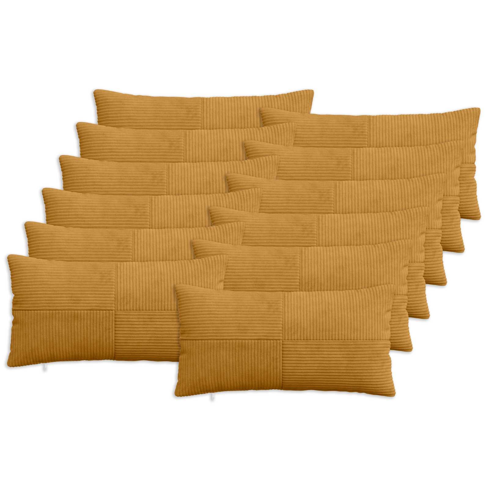 vidaXL Калъфка за възглавница 12 pcs ALMELO Жълто 40 x 80 cm кордурой