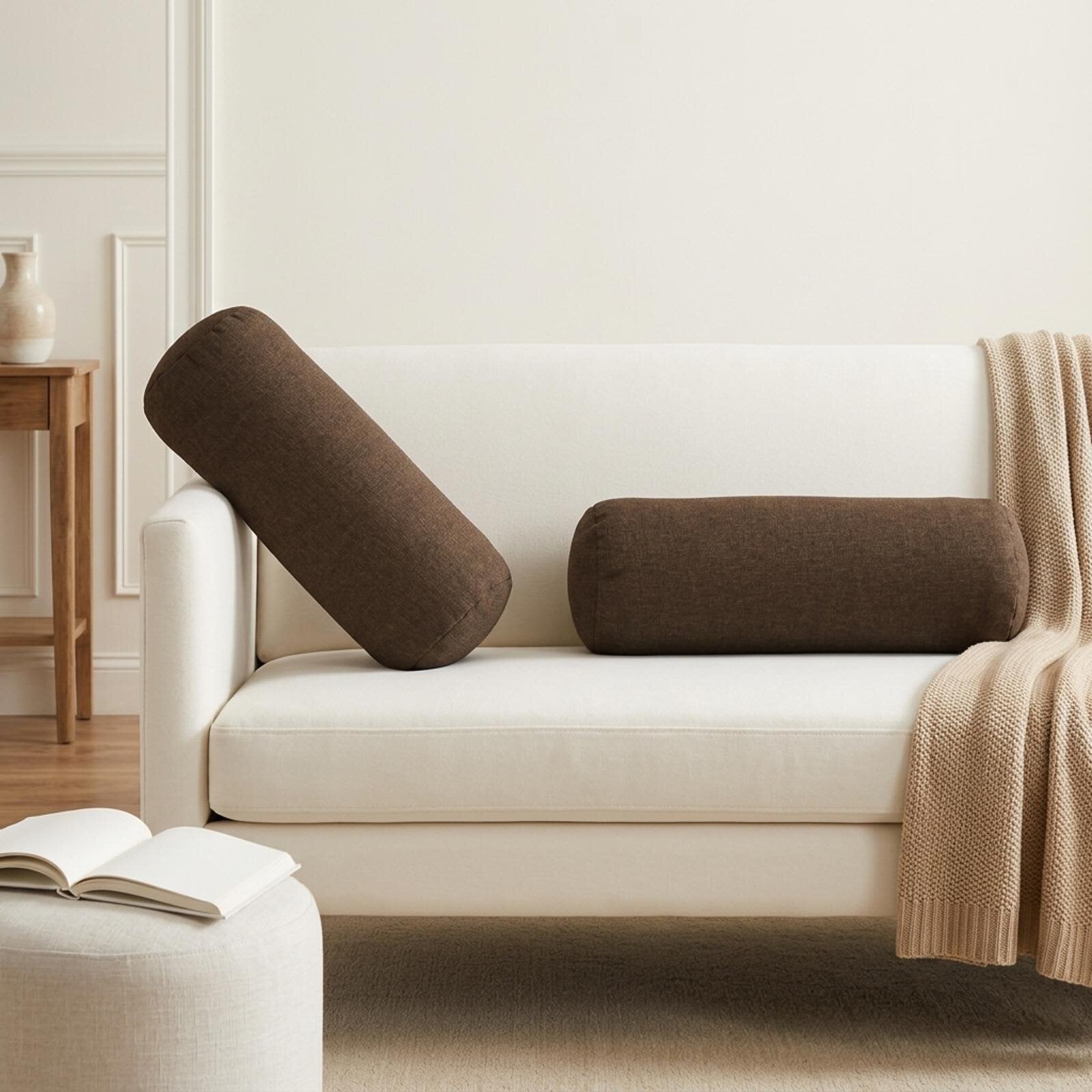 vidaXL Калъфка за възглавница 2 бр. HEERLEN Таупе Диам. 15 x 40 см